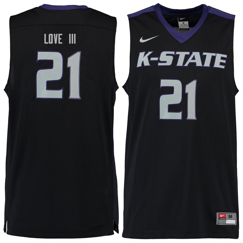 Men #21 James Love III Kansas State Wildcats College Basketball Jerseys Sale-Black - Click Image to Close